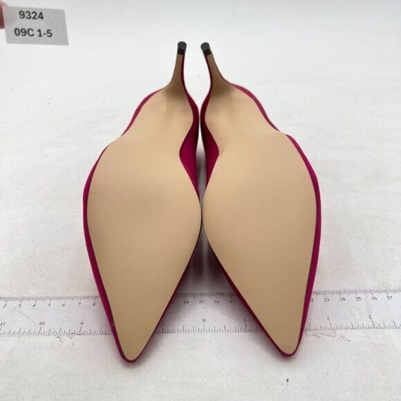 FSJ Hot Pink Pointed Toe Pumps Kitten Heels Slip On Contrast Party Dress Shoes - Picture 6 of 7